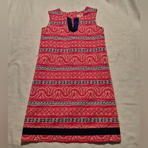 Vineyard Vines girls size 14 red blue and white shift dress, ribbon trim EUC
